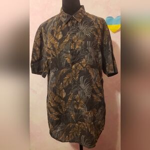 H&M Black and Brown Leaf Print Shirt